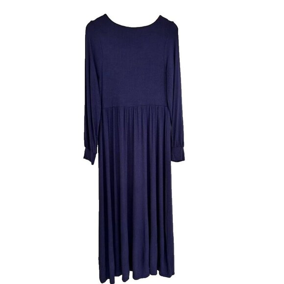 The Nines by Hatch Dress M Navy Blue Long Sleeve Stretchy Jersey Knit Maternity - Picture 4 of 9